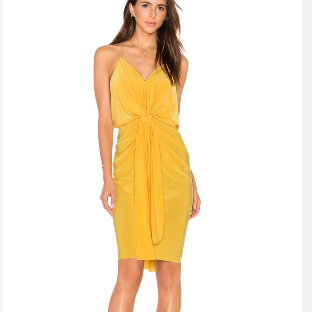 MISA Los Angeles domino midi dress in marigold